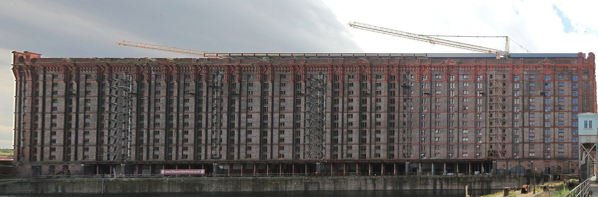 Exterior wall of a large warehouse